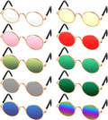 10 Pieces Cat Dog Sunglasses Funny Pet Glasses round Metal Small Classic Retro Sunglasses Pet Hippie Cute Dog Cat Cosplay Party Costume Photo Props Cosplay Glasses(Mixed Color)