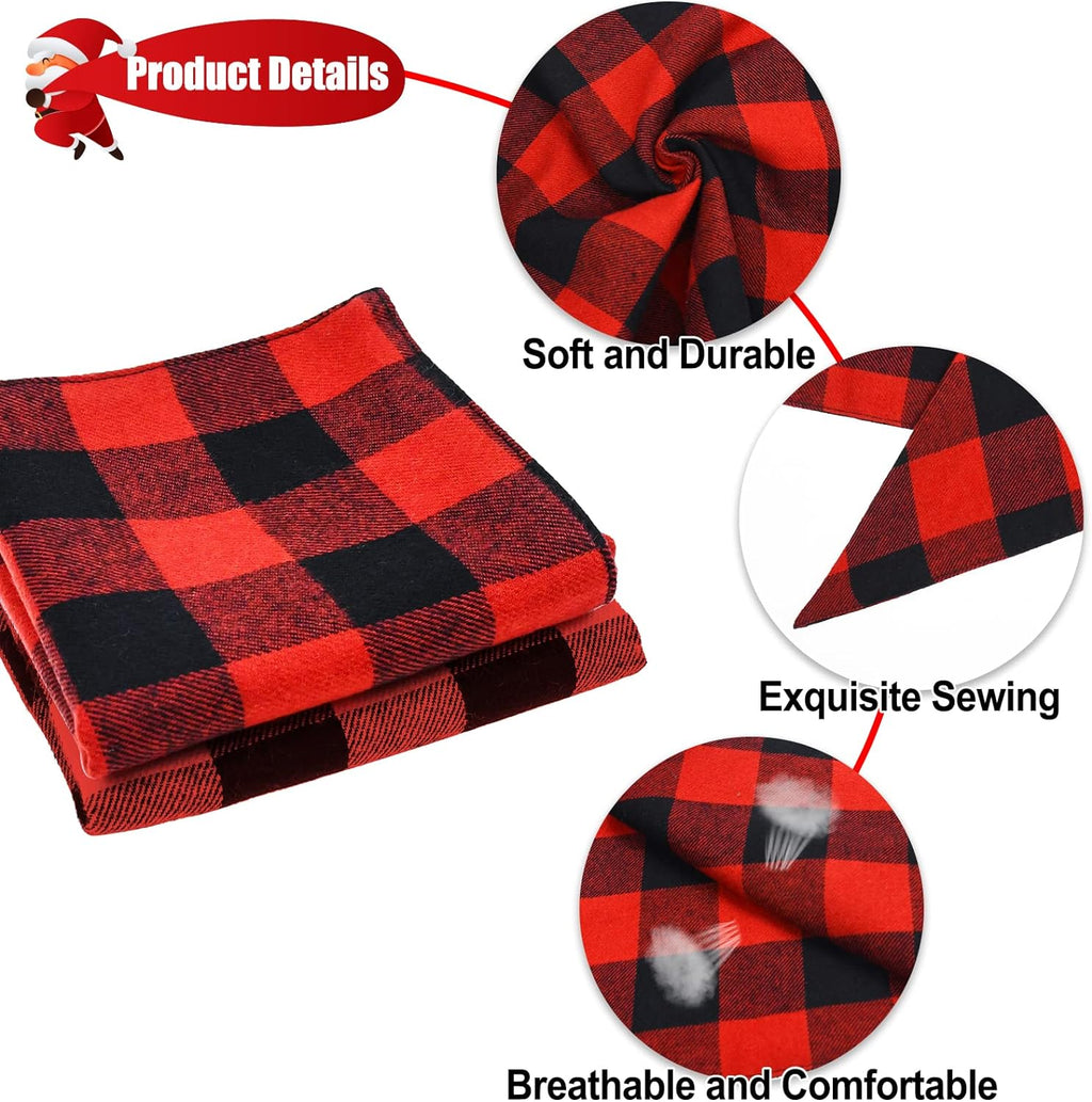 Set of 2 Christmas Dog Bandanas in Classic Buffalo Red Plaid - Triangle Bibs and Kerchiefs for Small and Large Dogs