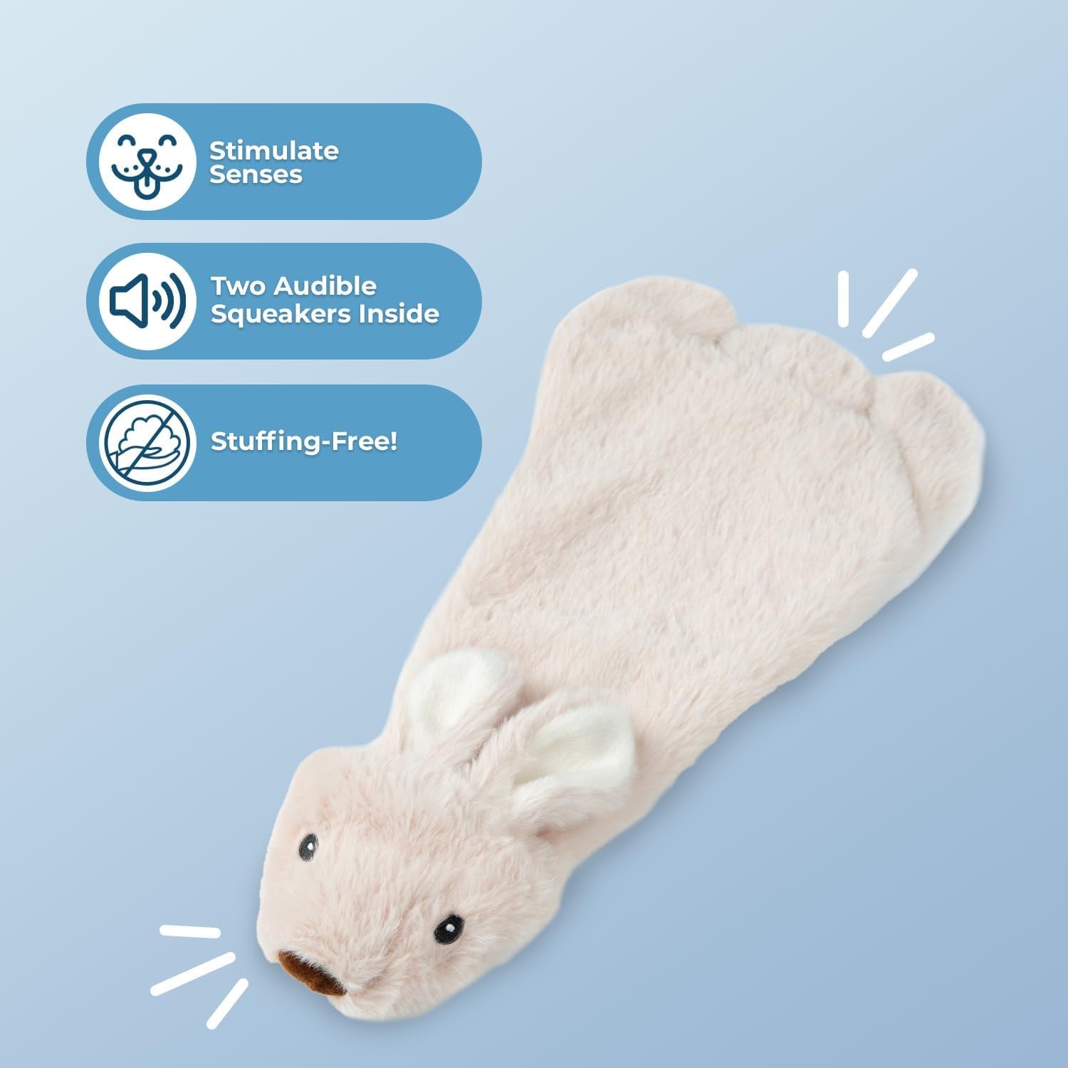 Medium 2-In-1 Stuffless Squeaky Dog Toy - Hare Design
