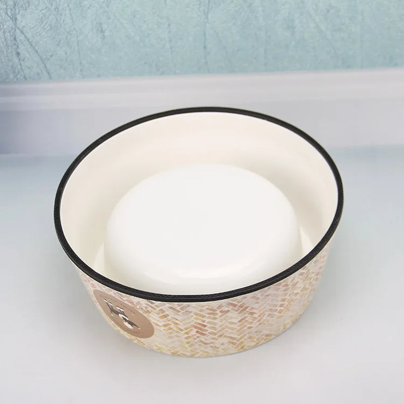 Personality Printing Pet Bowl Dog Single Bowls round Non-Slip Natural Bamboo Fiber Cat Feeders Feeding Water Pets Supplies