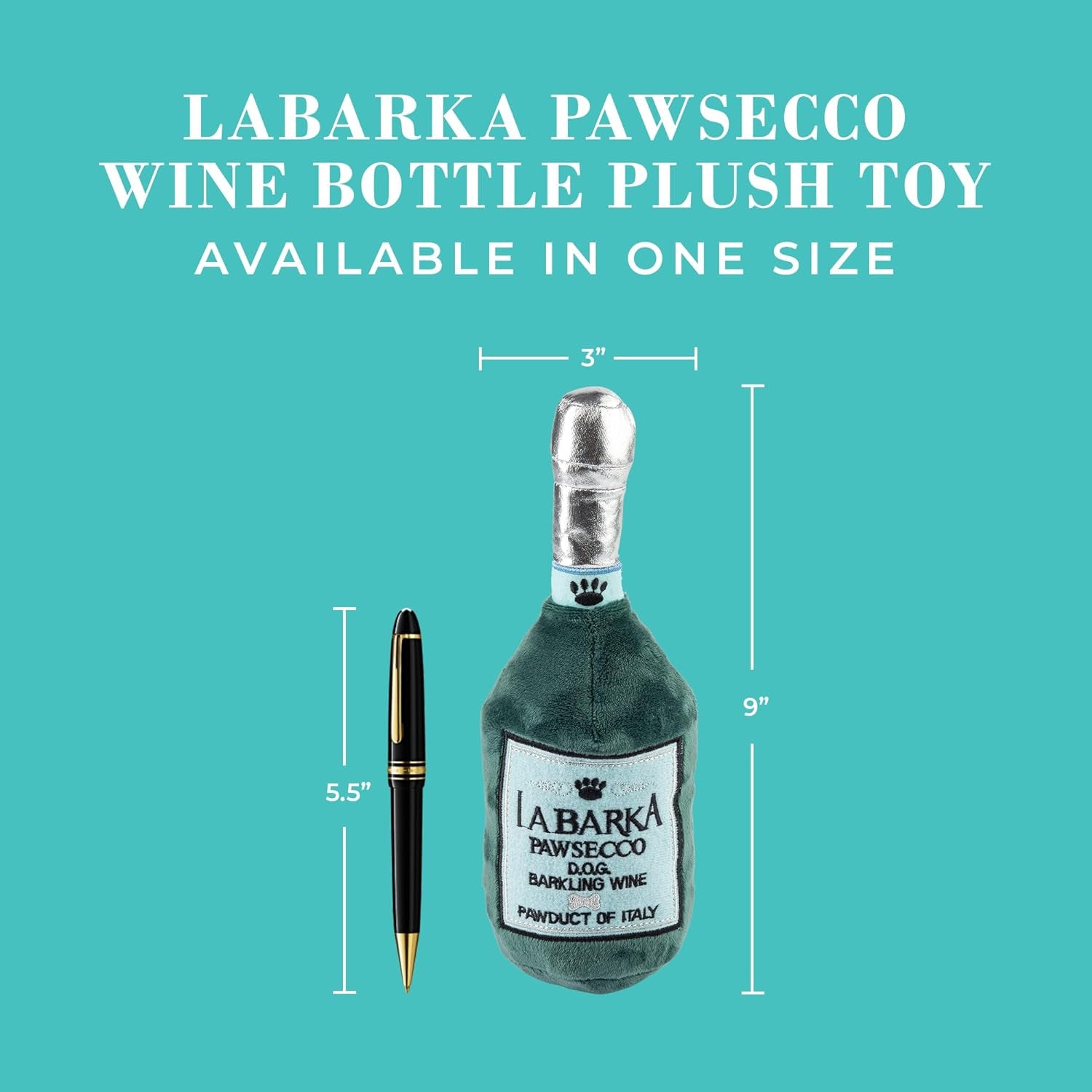 Labarka Pawsecco Plush Dog Toy, Wine Parody Chew Toys