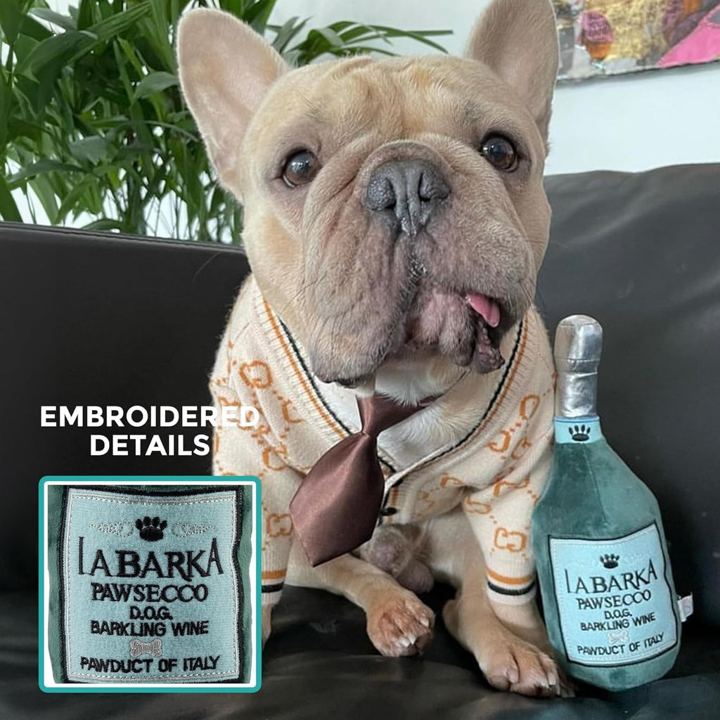 Labarka Pawsecco Plush Dog Toy, Wine Parody Chew Toys