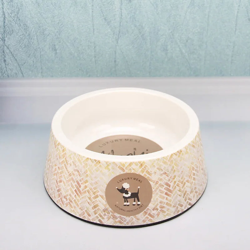 Personality Printing Pet Bowl Dog Single Bowls round Non-Slip Natural Bamboo Fiber Cat Feeders Feeding Water Pets Supplies