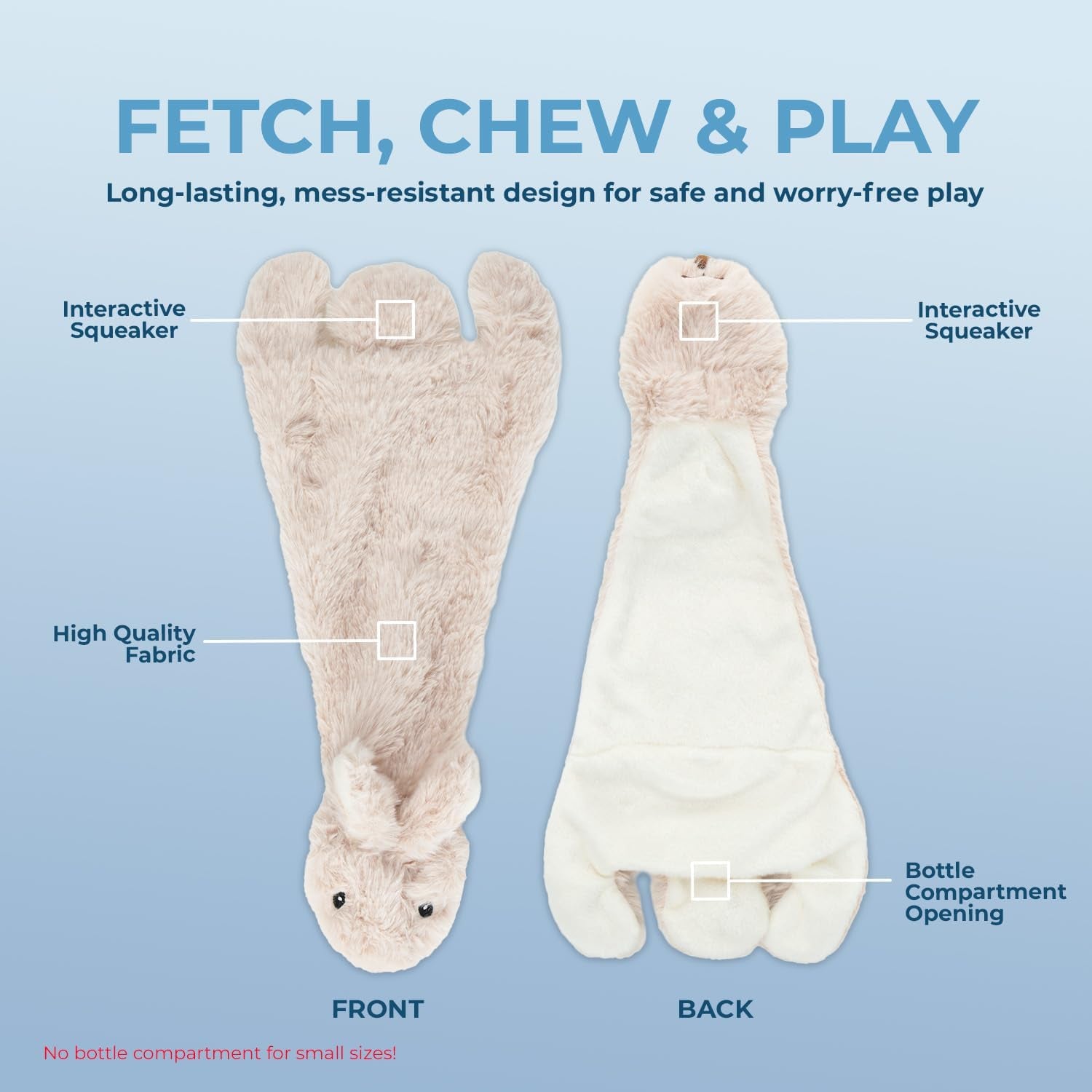 Medium 2-In-1 Stuffless Squeaky Dog Toy - Hare Design