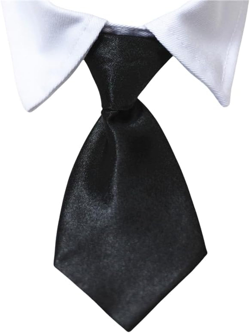 Cotton Dog Necktie Tuxedo Collar with Black Tie for Small, Medium, and Large Dogs (Size S)