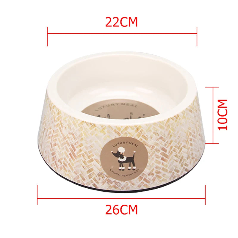 Personality Printing Pet Bowl Dog Single Bowls round Non-Slip Natural Bamboo Fiber Cat Feeders Feeding Water Pets Supplies